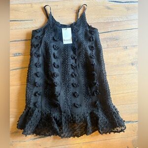 &Merci Black Embellished Spaghetti Strap Mini Dress, Size L
